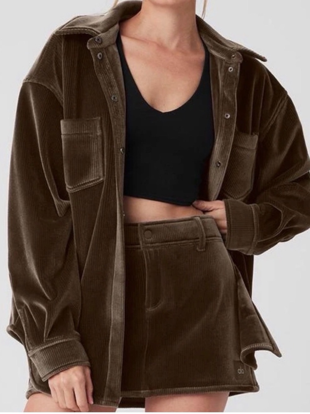 Ribbed Velour Mountain Side Shacket XS macchiato